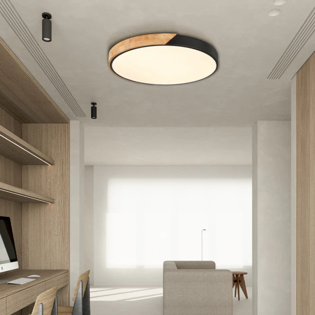 LED Ceiling Lamp with Scandinavian Design of Wood & Acrylic
