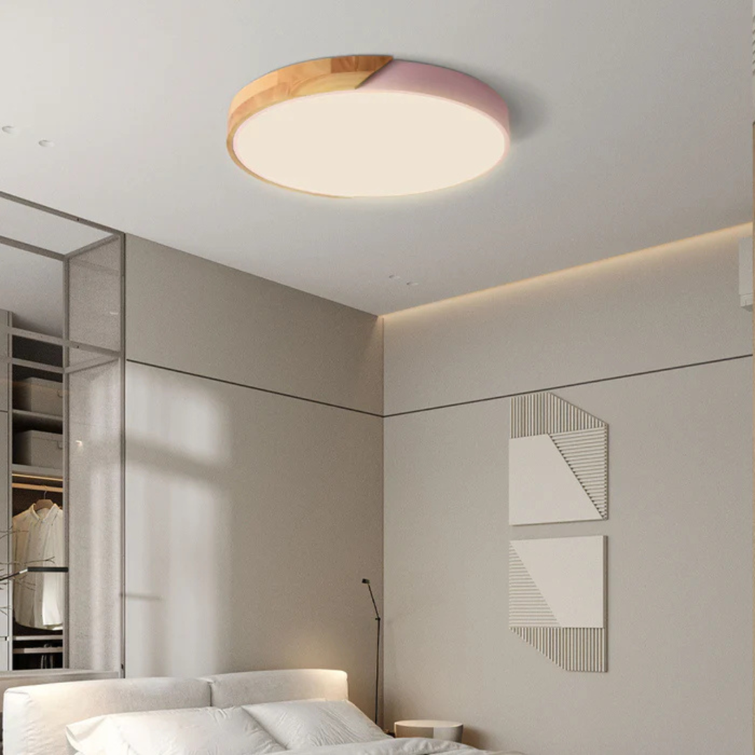 LED Ceiling Lamp with Scandinavian Design of Wood & Acrylic
