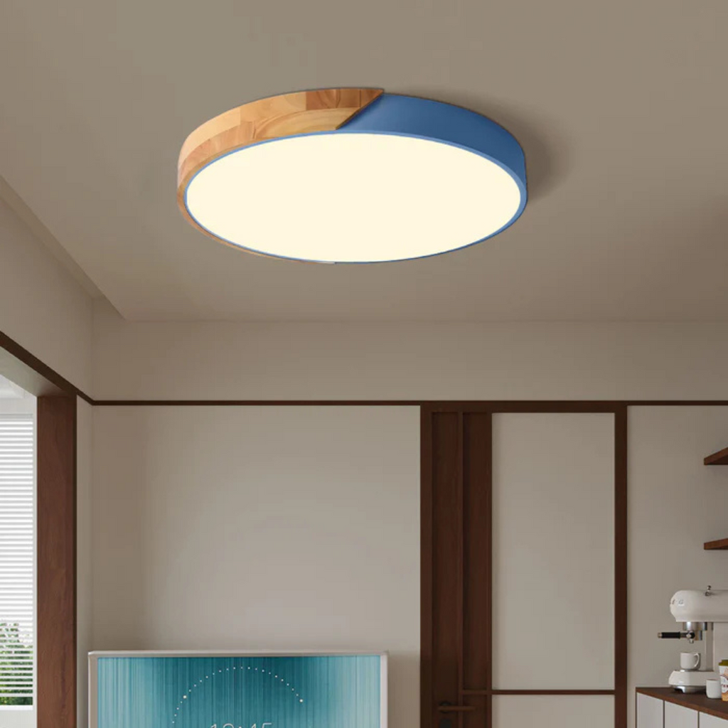 LED Ceiling Lamp with Scandinavian Design of Wood & Acrylic