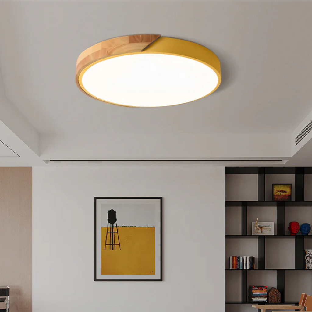 LED Ceiling Lamp with Scandinavian Design of Wood & Acrylic