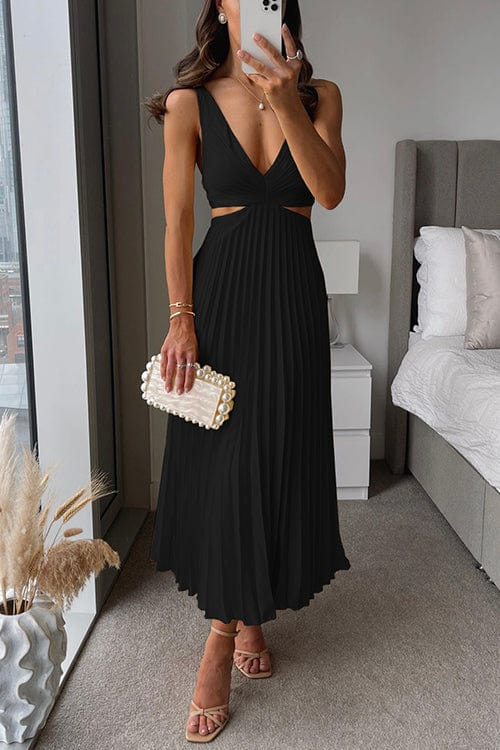 Elegant Pleated Midi Dress