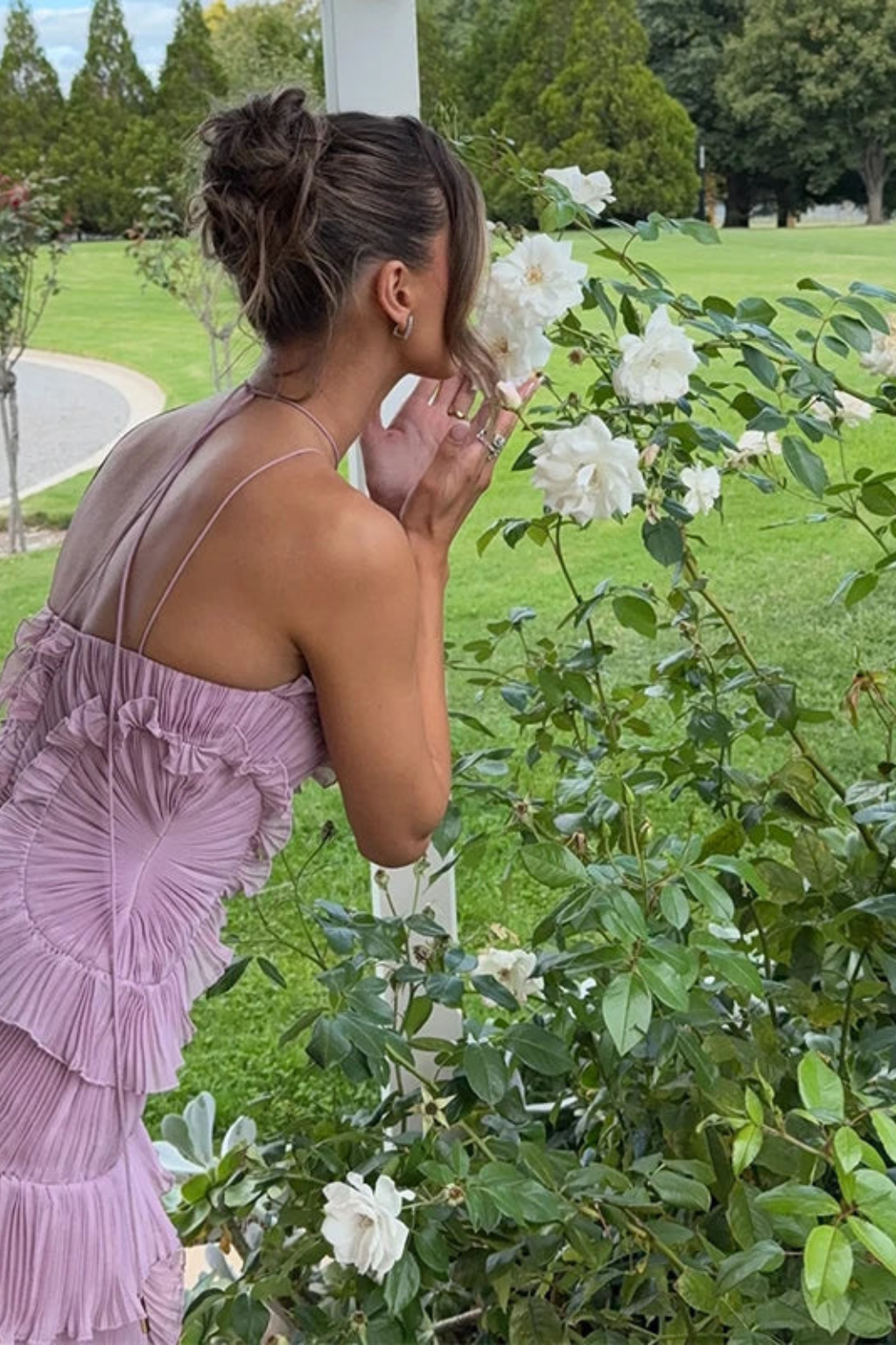 Women’s Sleeveless Halter Backless Ruffled Maxi Summer Wedding Guest Dress