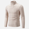 Clevoire | Slim Fit Cable Knit Chenille Turtleneck Sweater