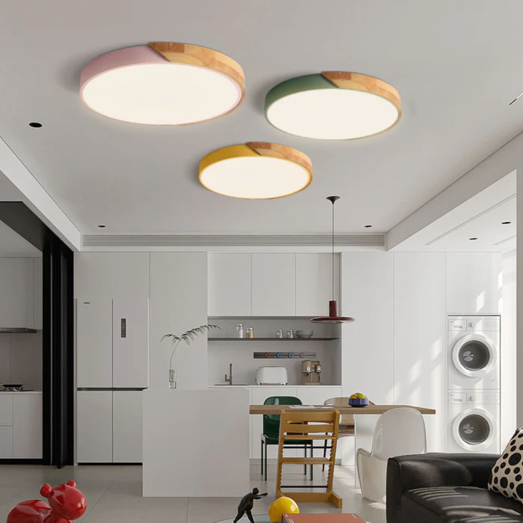 LED Ceiling Lamp with Scandinavian Design of Wood & Acrylic