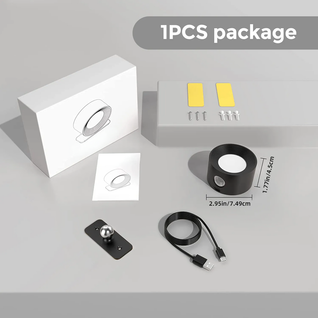 Multifunctional Wireless Wall Lamp Rechargeable & Dimmable with 360° Rotation