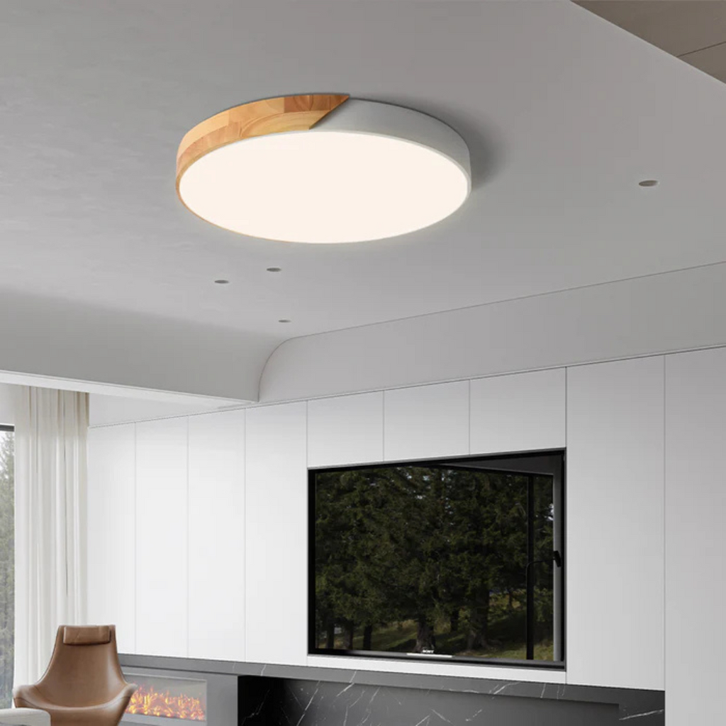 LED Ceiling Lamp with Scandinavian Design of Wood & Acrylic