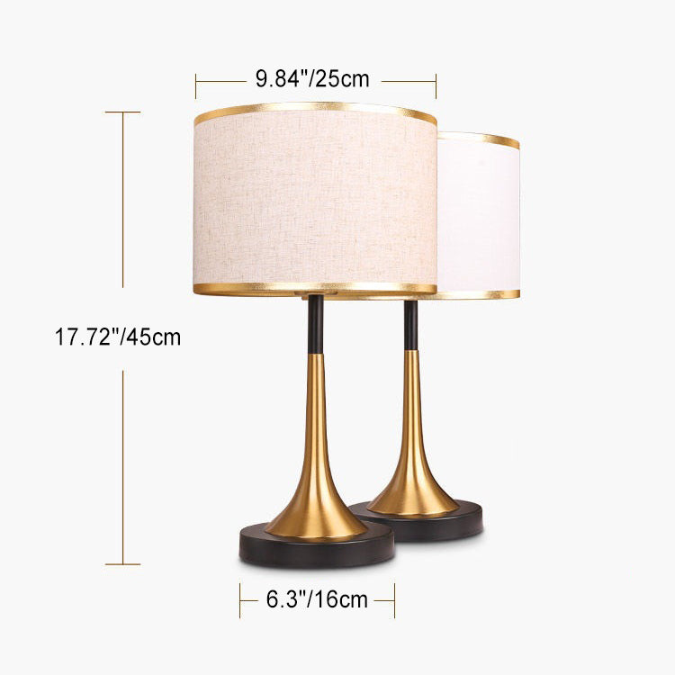 Retro Table Lamp – Metal & Fabric Shade, E26 Socket, 45 cm High