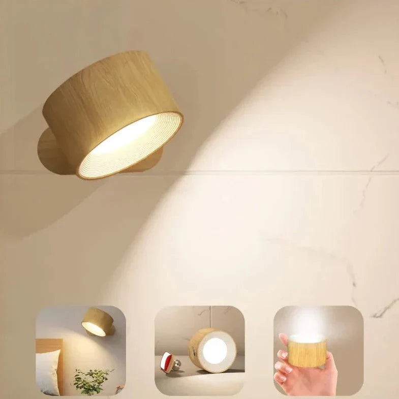 Multifunctional Wireless Wall Lamp Rechargeable & Dimmable with 360° Rotation