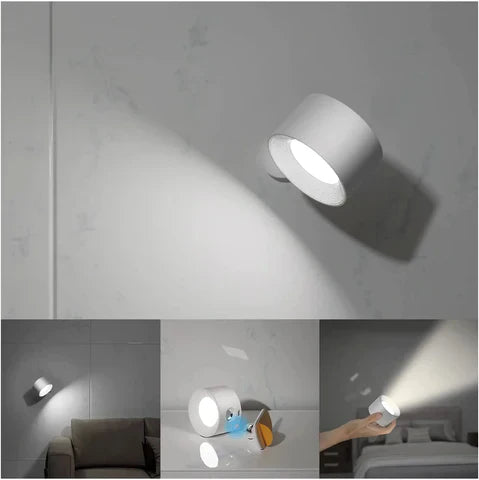 Multifunctional Wireless Wall Lamp Rechargeable & Dimmable with 360° Rotation