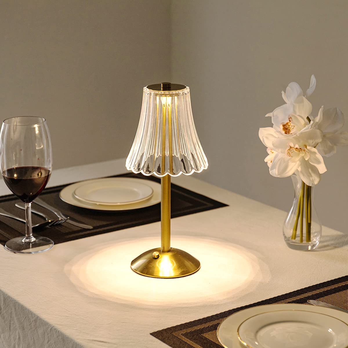 Golden Crystal Wireless Table Lamp with Touch Dimming