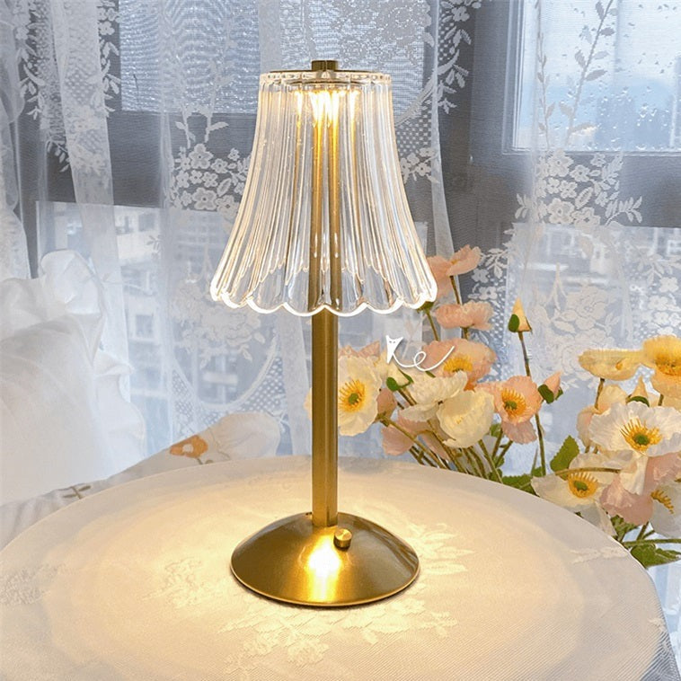 Golden Crystal Wireless Table Lamp with Touch Dimming