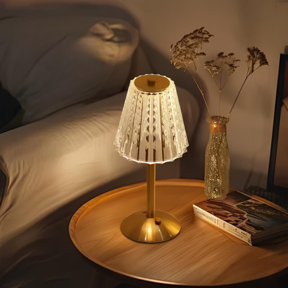 Golden Crystal Wireless Table Lamp with Touch Dimming