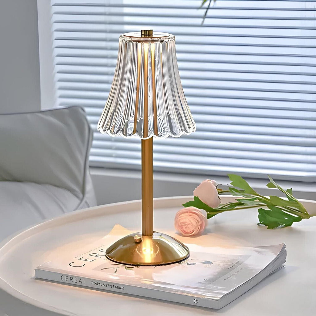 Golden Crystal Wireless Table Lamp with Touch Dimming