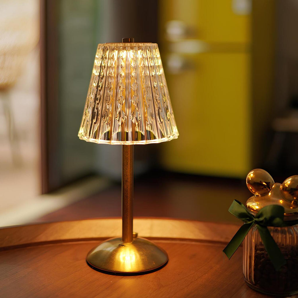 Golden Crystal Wireless Table Lamp with Touch Dimming