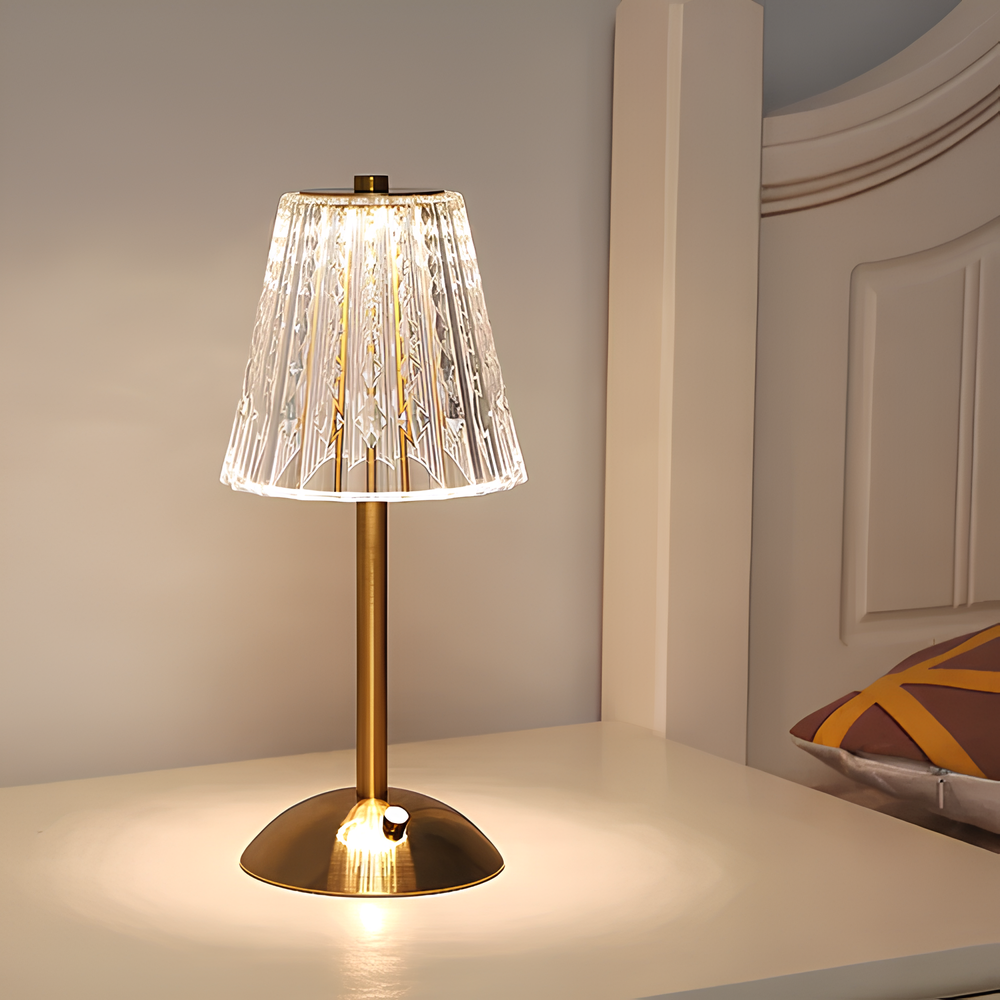 Golden Crystal Wireless Table Lamp with Touch Dimming