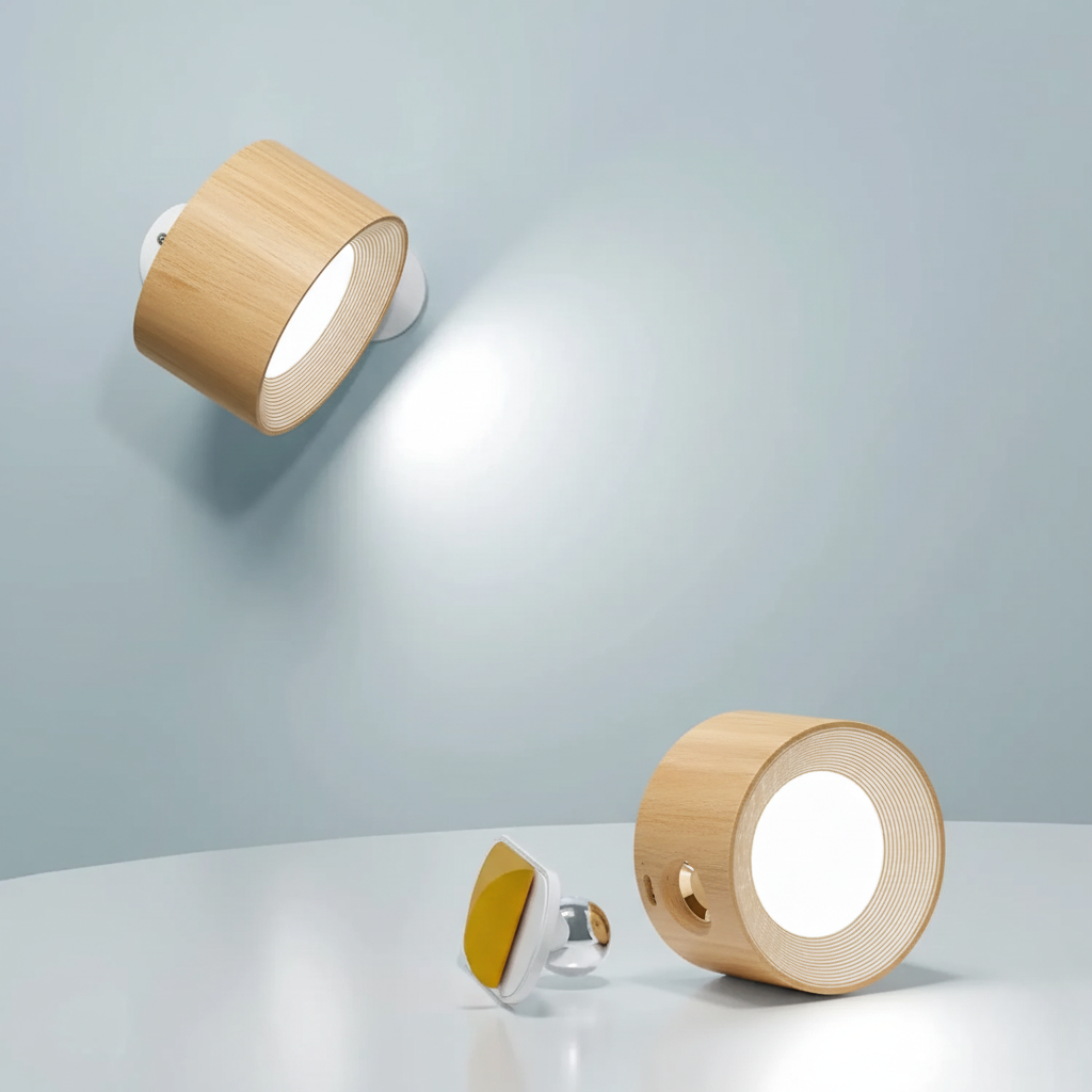 Multifunctional Wireless Wall Lamp Rechargeable & Dimmable with 360° Rotation