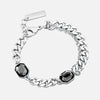 Clevoire | Men's Titanium Silver Chain Bracelet with Geometric Glass Inlay